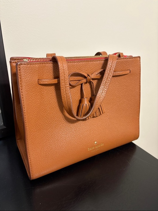 kate spade Handbags - kate spade Cognac Pebbled Leather Satchel with Tassel